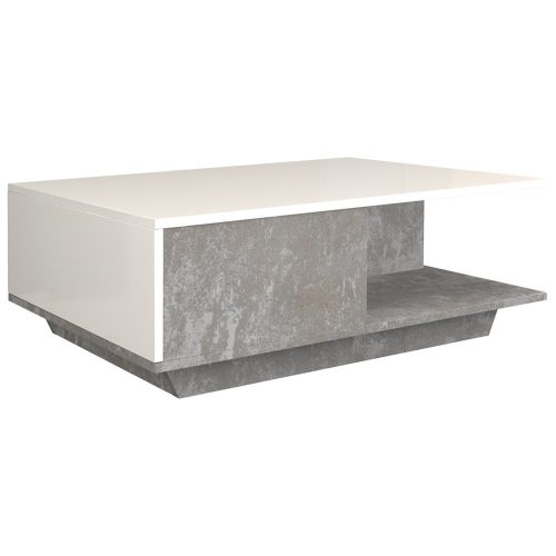 Denver dohányzóasztal, fényes fehér- beton