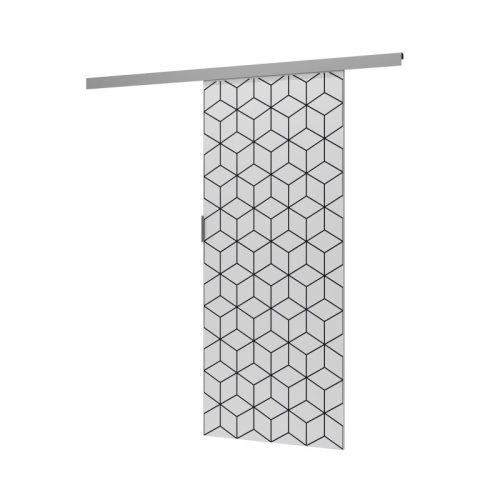 Luca tolóajtó geometrikus mintával, fehér